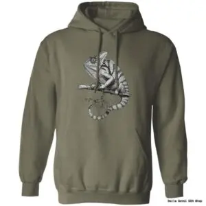 Chameleon hoodie with tree branch design