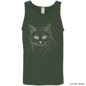 Green tank top with cat illustration