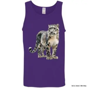 Purple tank top with snow leopard design