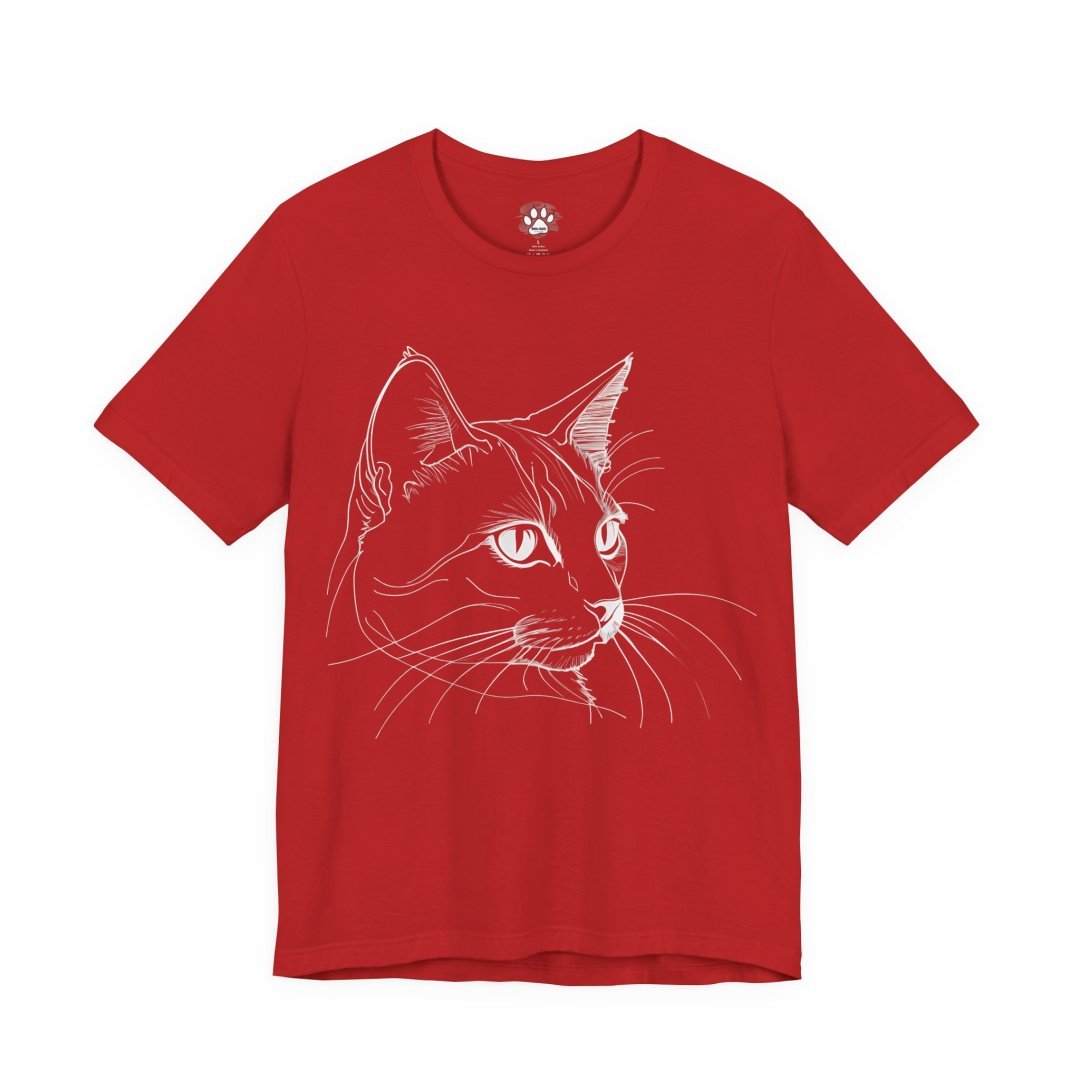 11273097929397785146_2048-1.jpeg Red t-shirt with a white line drawing of a cat's face.