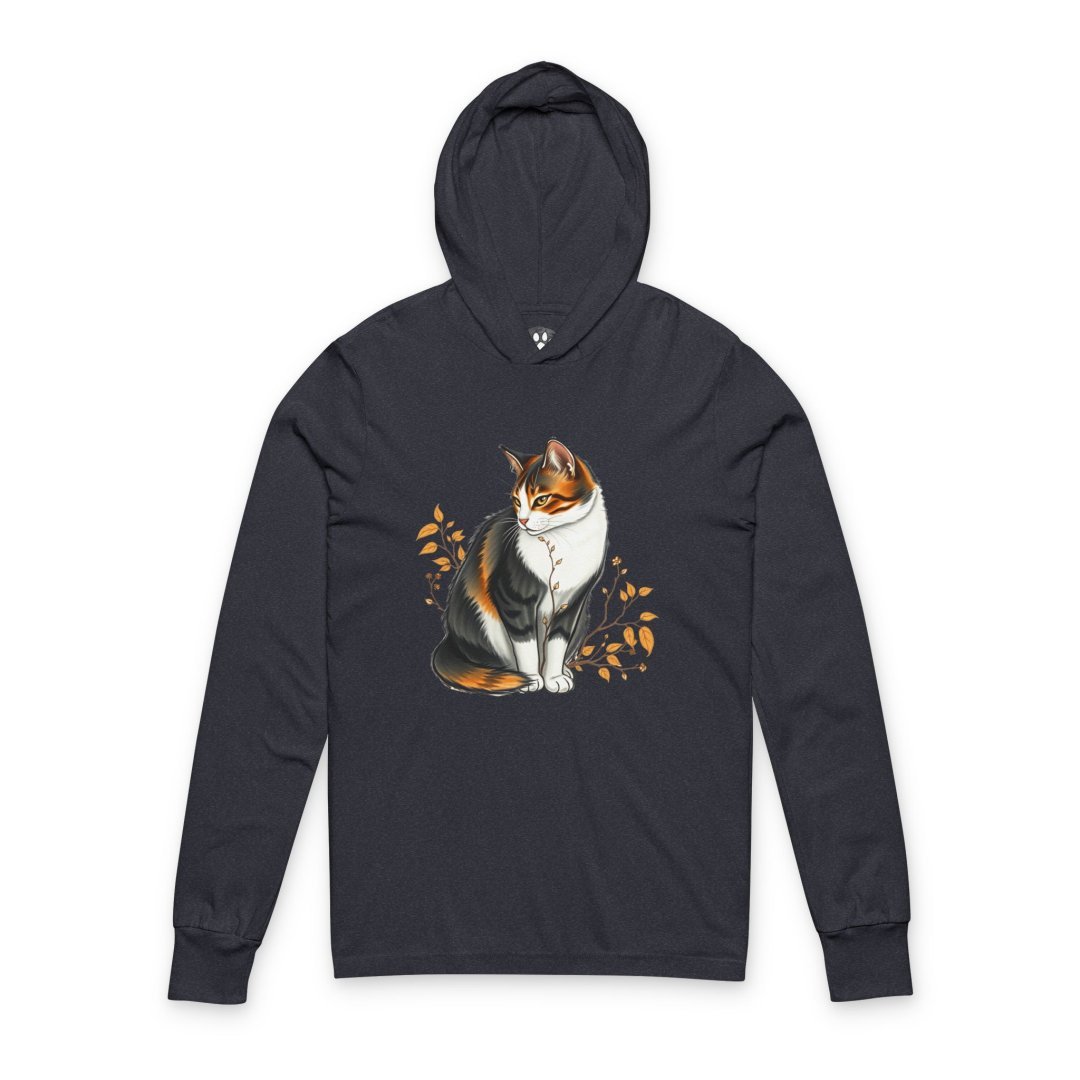 12225159507804729033_2048-1.jpeg Calico Cat Illustration Lightweight Hooded Long Sleeve Tee
