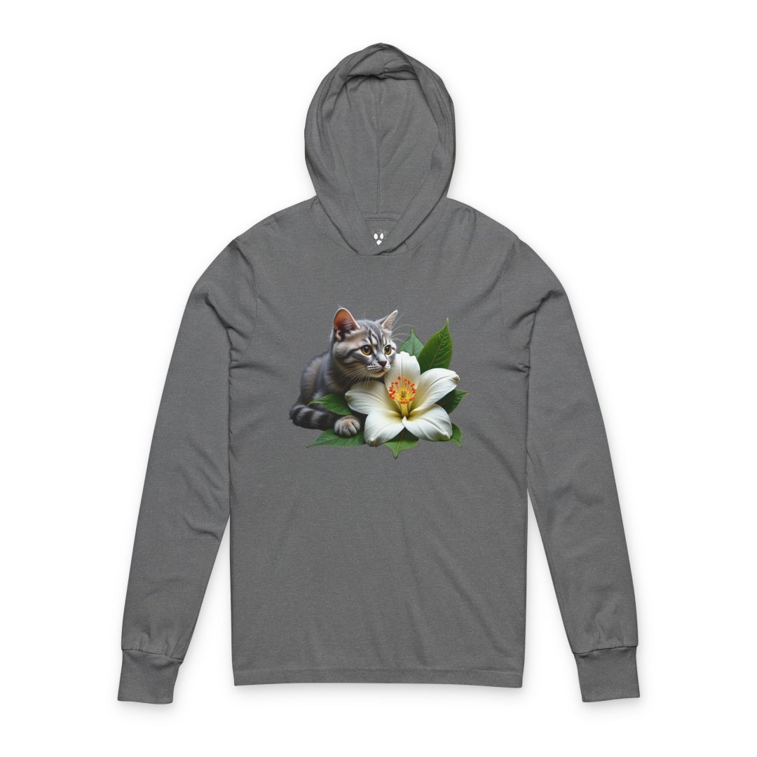 12563455211700320030_2048-1.jpeg Gray hoodie with a kitten and white lily design on the front.