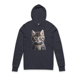 Tabby Kitten Portrait Hooded Long Sleeve Tee