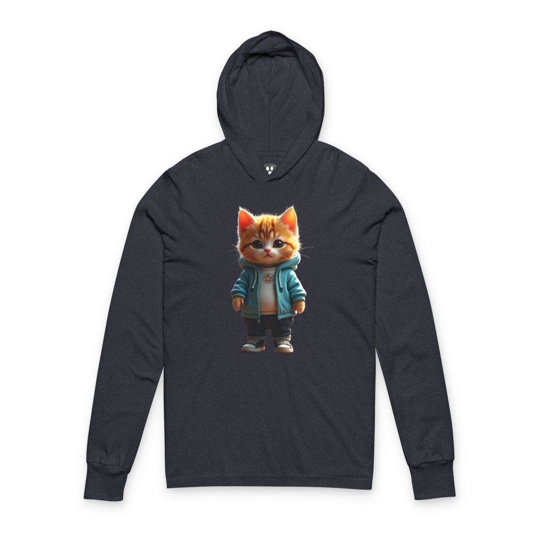 12594573277554869061_2048.jpeg Hoodie featuring a cute cartoon cat in a blue jacket.