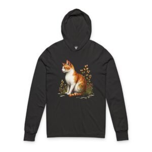 Orange Tabby Cat Illustration Hooded Long Sleeve Tee