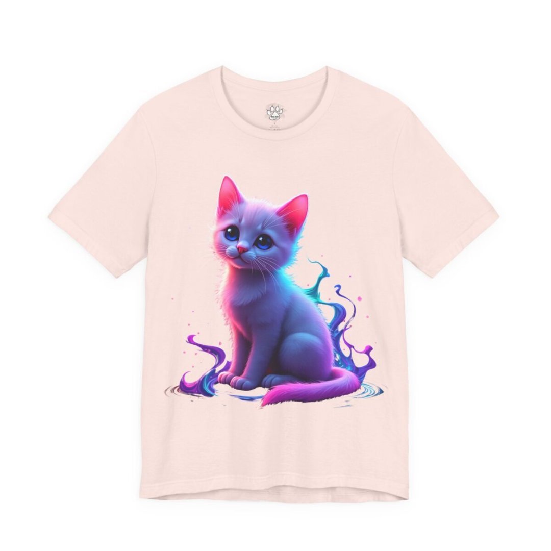 13381679728124317615_2048.jpeg T-shirt with a colorful illustration of a cute kitten.
