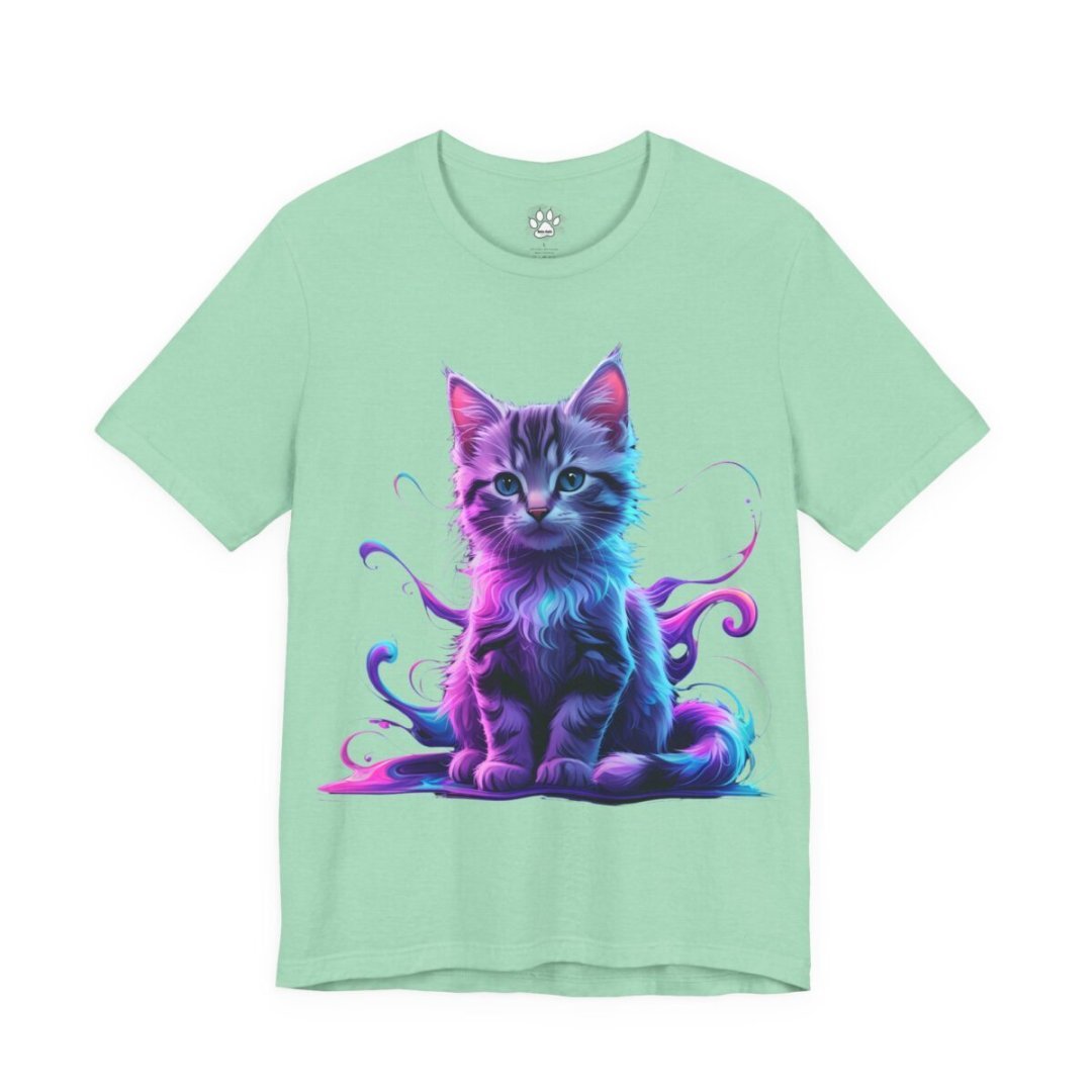 14499654942495986667_2048.jpeg Mint green t-shirt with a colorful kitten design.