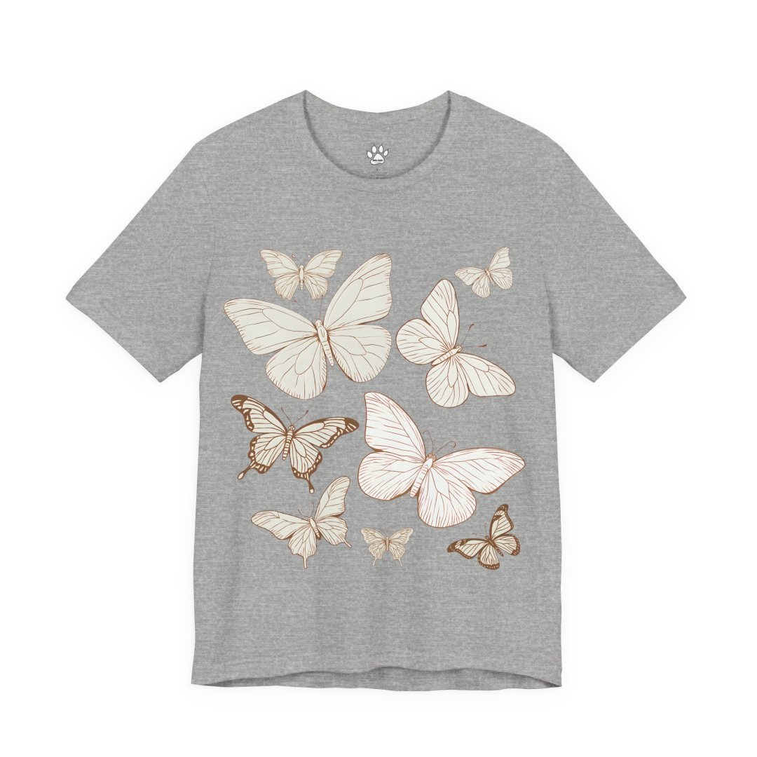 14585325230558995441_2048.jpeg Gray t-shirt with various illustrated butterflies.