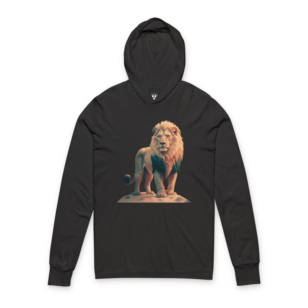 14939188465063612080_2048.jpeg Black hoodie with a lion graphic on the front.