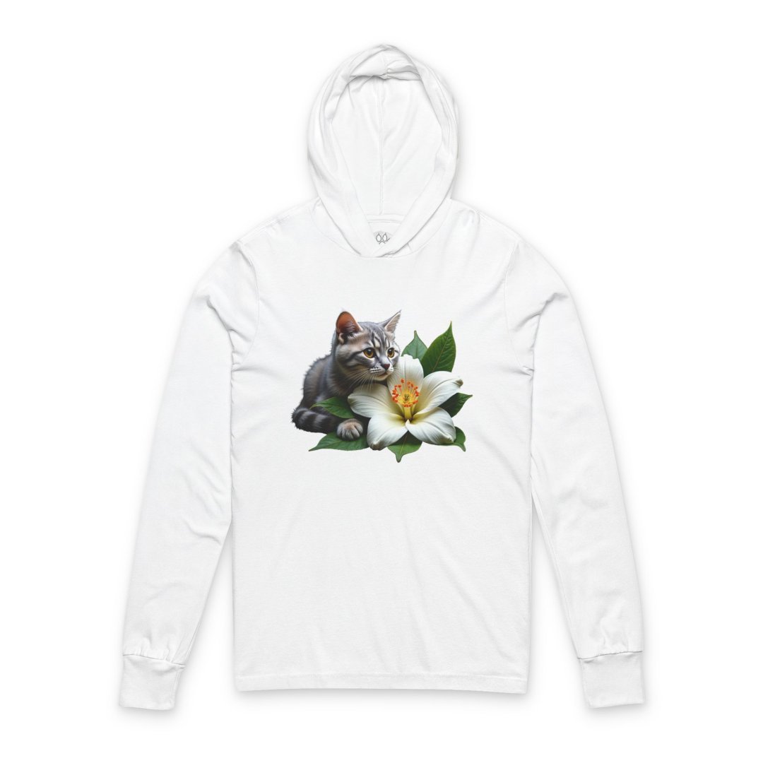 15217830860711232925_2048-1.jpeg White hoodie with a cat and lily flower design.