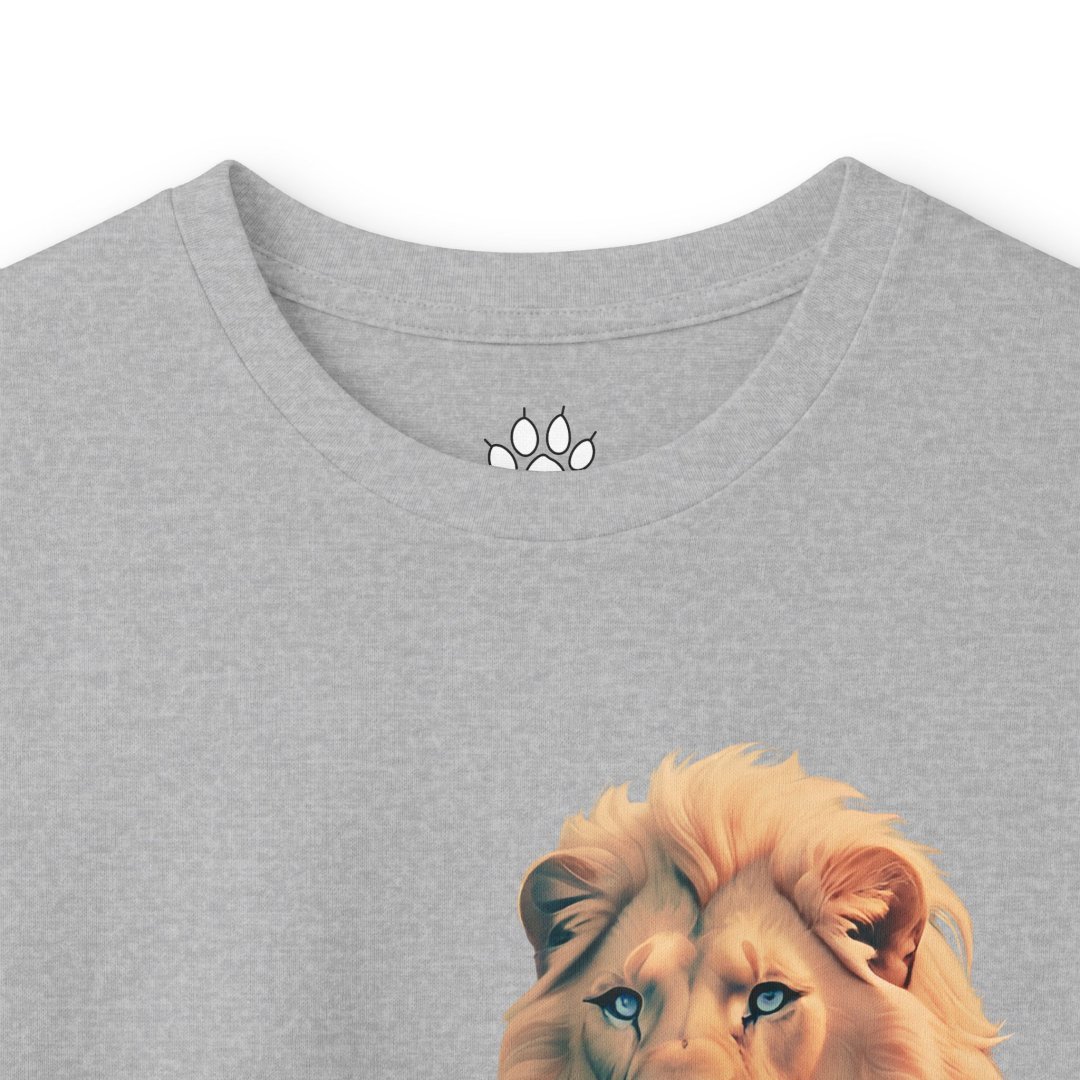 15660314805922791395_2048-1.jpeg Gray t-shirt with a lion illustration on the front.