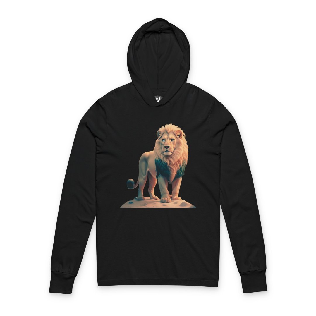 15761909343659956789_2048.jpeg Black hoodie featuring a majestic lion graphic on the front.