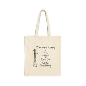 Floral Crown Kitten Tote Bag Funny I’m Not Lazy Tote Bag. Canvas tote bag with a humorous load shedding design.