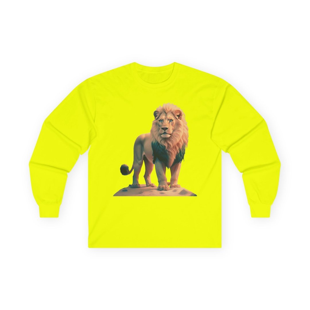 16512864569744880744_2048-1.jpeg Bright yellow long-sleeve shirt with a lion graphic in the center.