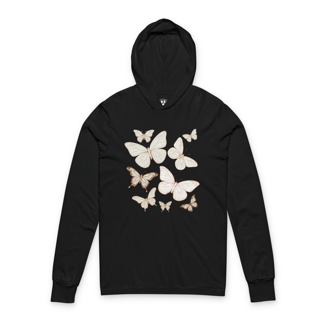 Butterflies Illustration Hooded Long Sleeve Tee