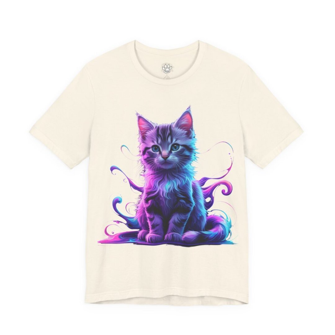 1706038493896538581_2048.jpeg T-shirt with a colorful, artistic kitten design.