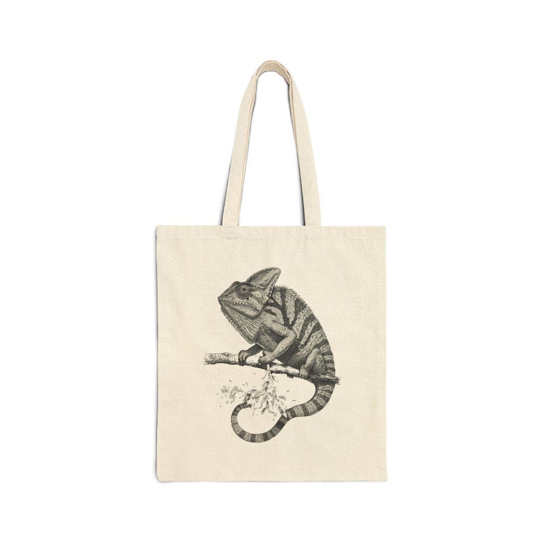 Chameleon Cotton Canvas Tote Bag. Chameleon Cotton Canvas Tote Bag. Canvas tote bag with a detailed illustration of a chameleon.