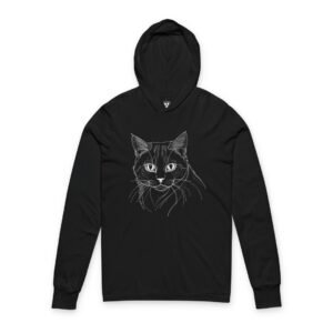 Cat Line Art Sketch Hooded Long-Sleeve Tee Cat Line Art Sketch Hooded Long-Sleeve Tee