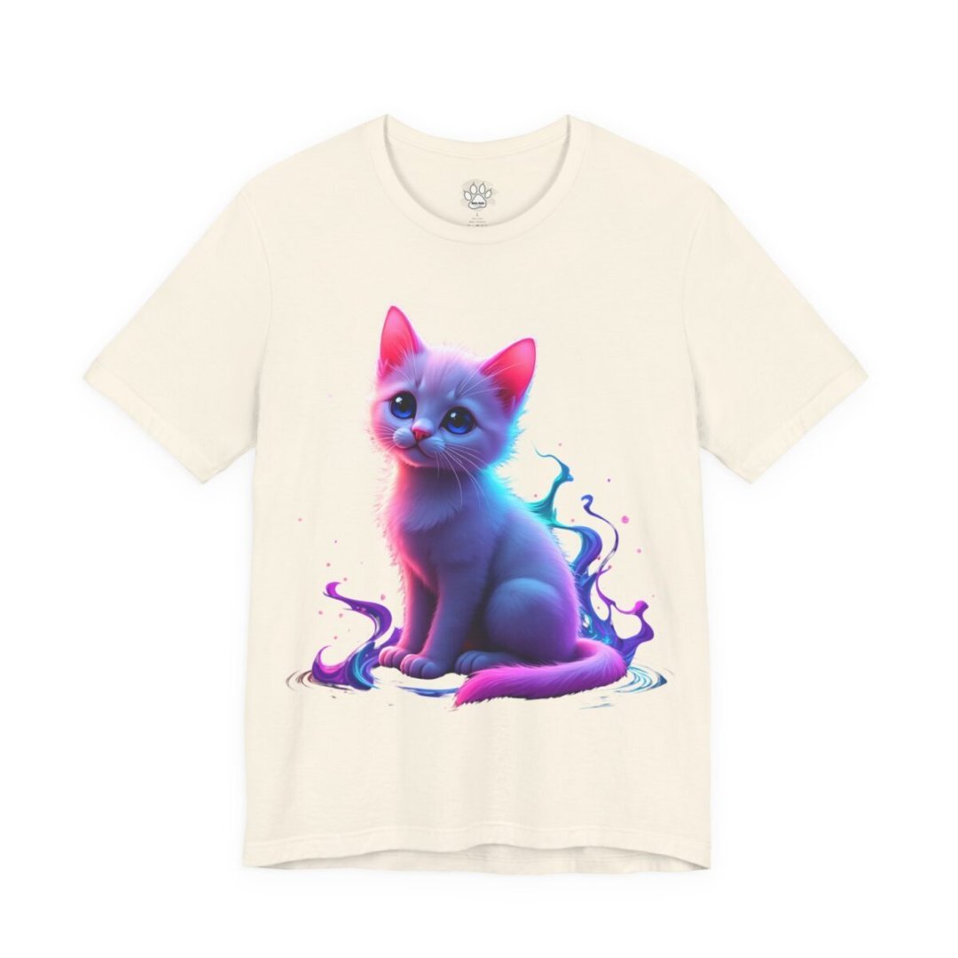17988059587574976330_2048.jpeg T-shirt with a colorful, artistic cat design.