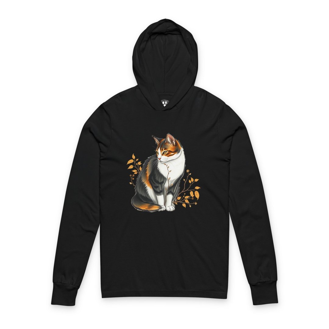 235137902852856977_2048-1.jpeg Black hoodie with a colorful cat design and autumn leaves.