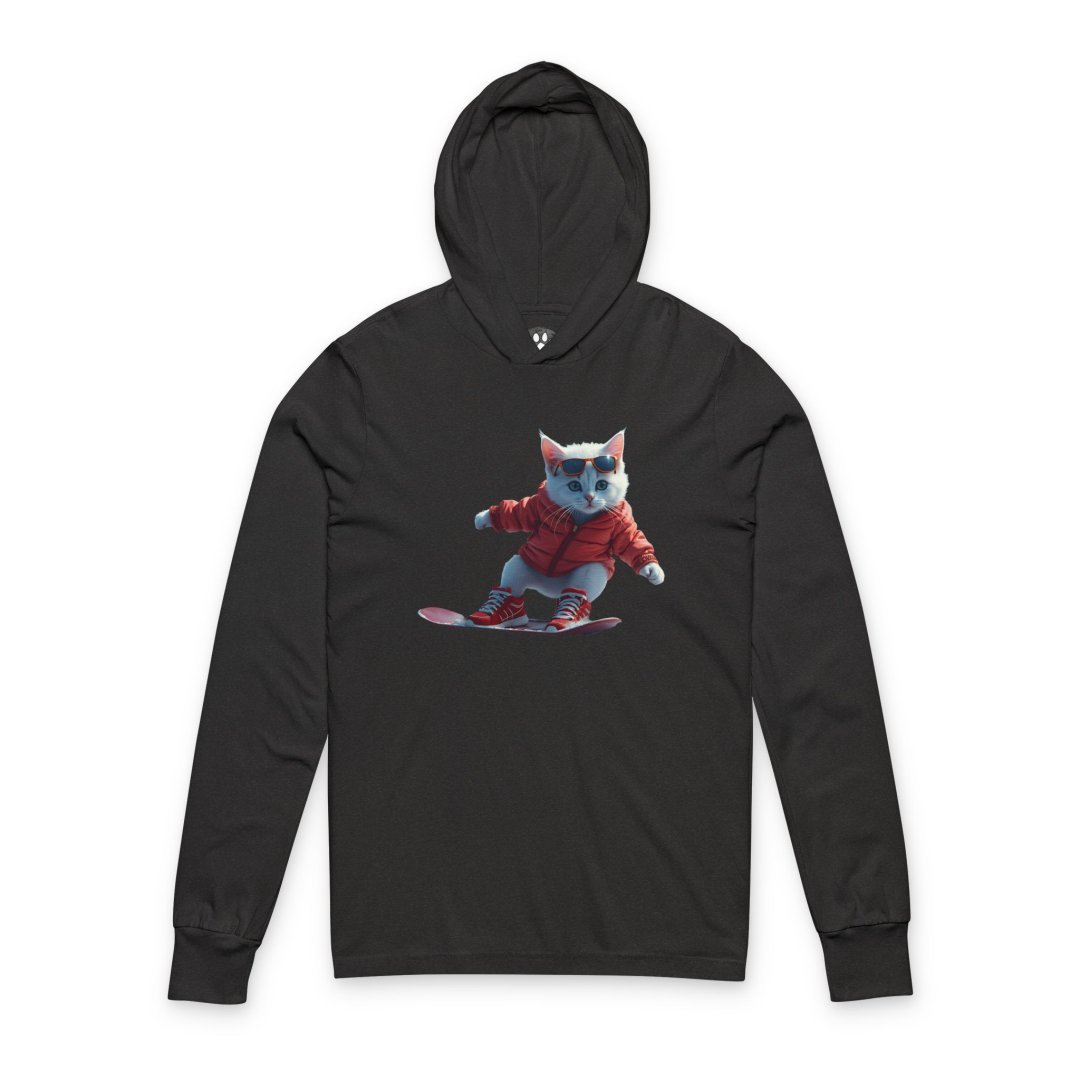 2808048473085798266_2048.jpeg Black hoodie with a cat in a red outfit skateboarding.
