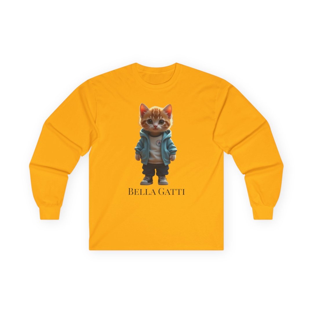 2810926047629157710_2048.jpeg Orange long-sleeve shirt with a cute cat in a hoodie design.