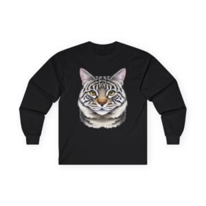 Realistic Tabby Cat Portrait Graphic Long Sleeve Tee
