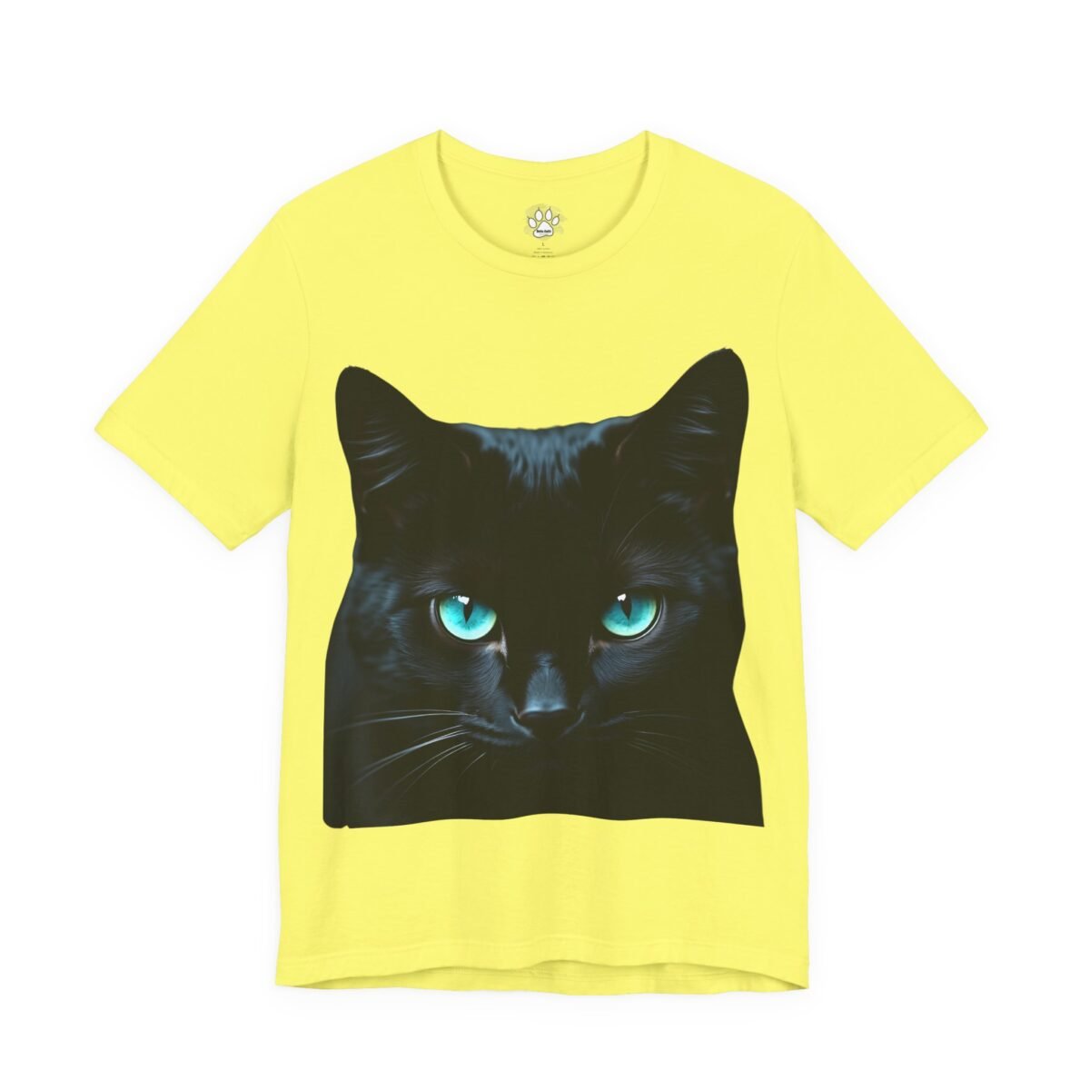 3322672764842728869_2048.jpeg Bright yellow t-shirt with a black cat's head and striking blue eyes. Emerald-Eyed Black Cat Unisex T-Shirt