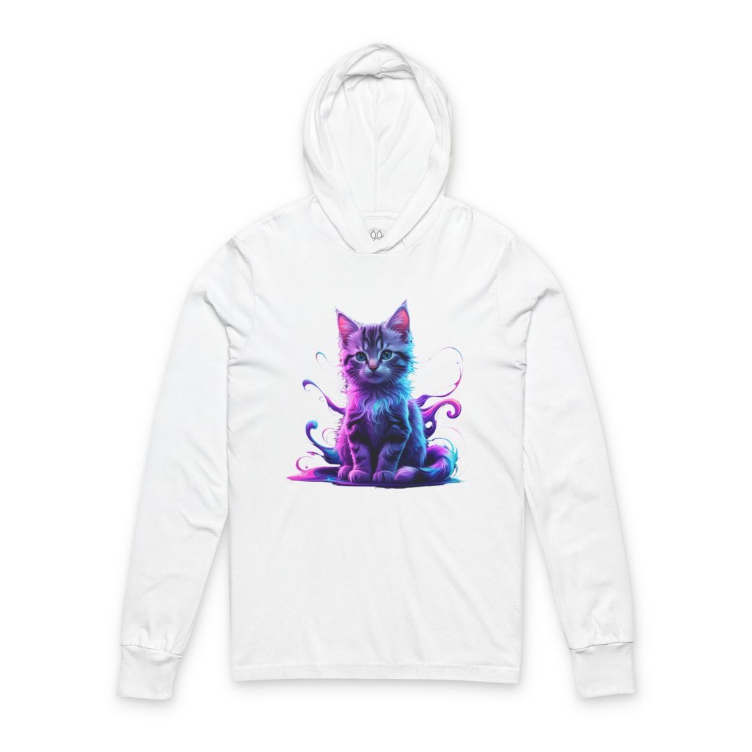 3393705619136591350_2048-2.jpeg White hoodie with a colorful cat design on the front.