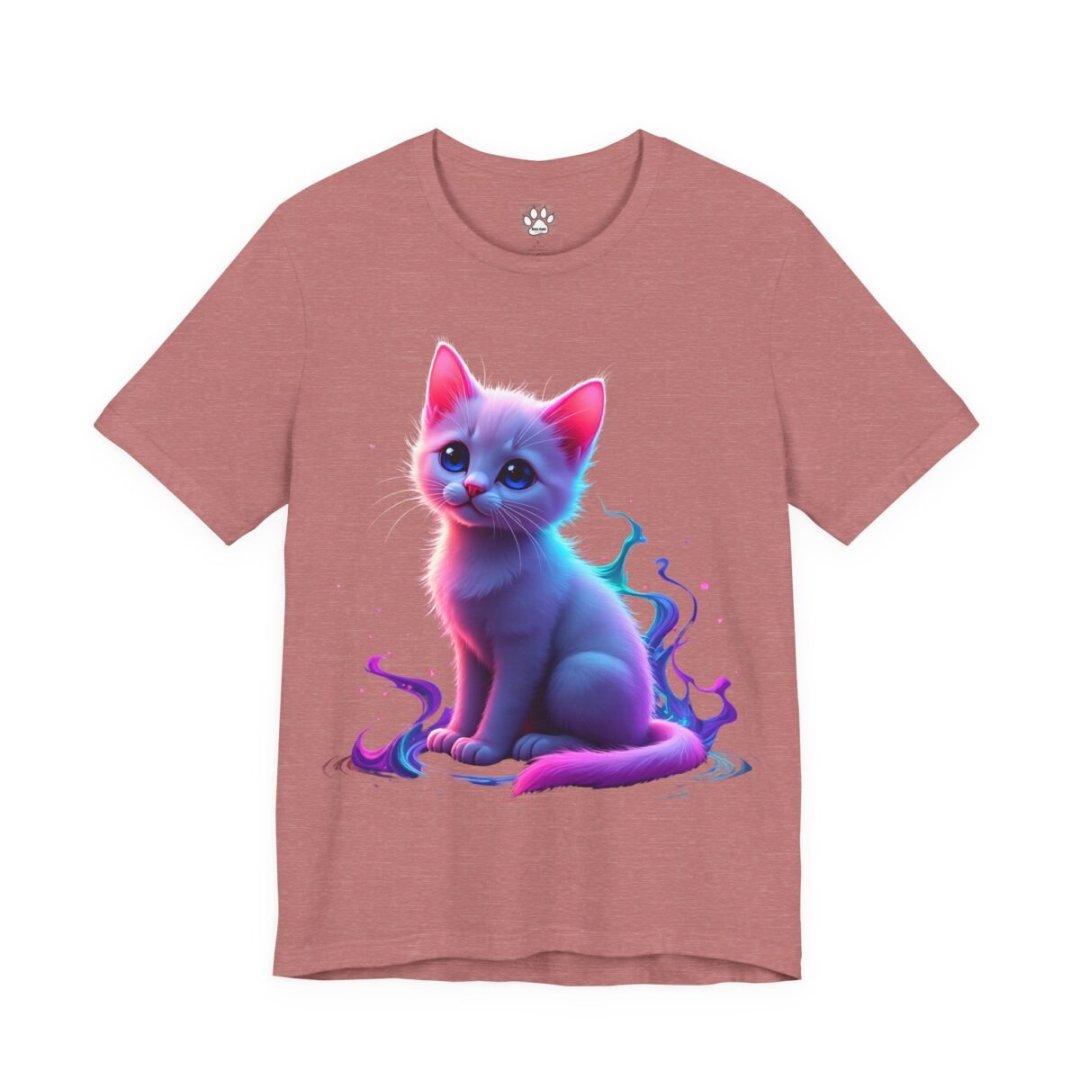 6902218190901062267_2048.jpeg Pink t-shirt with a colorful kitten illustration.