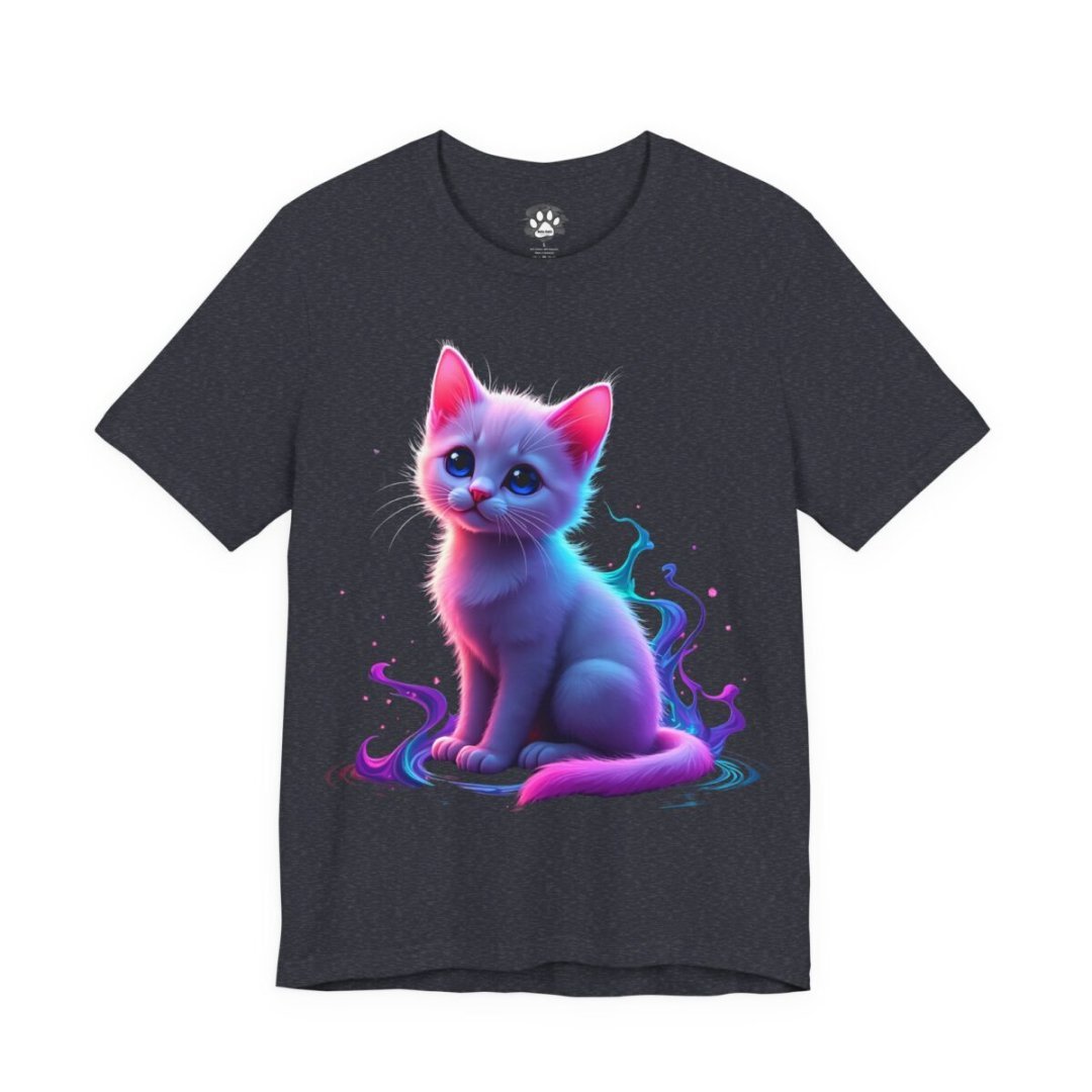 703909942916555856_2048.jpeg T-shirt with a colorful, glowing kitten design.