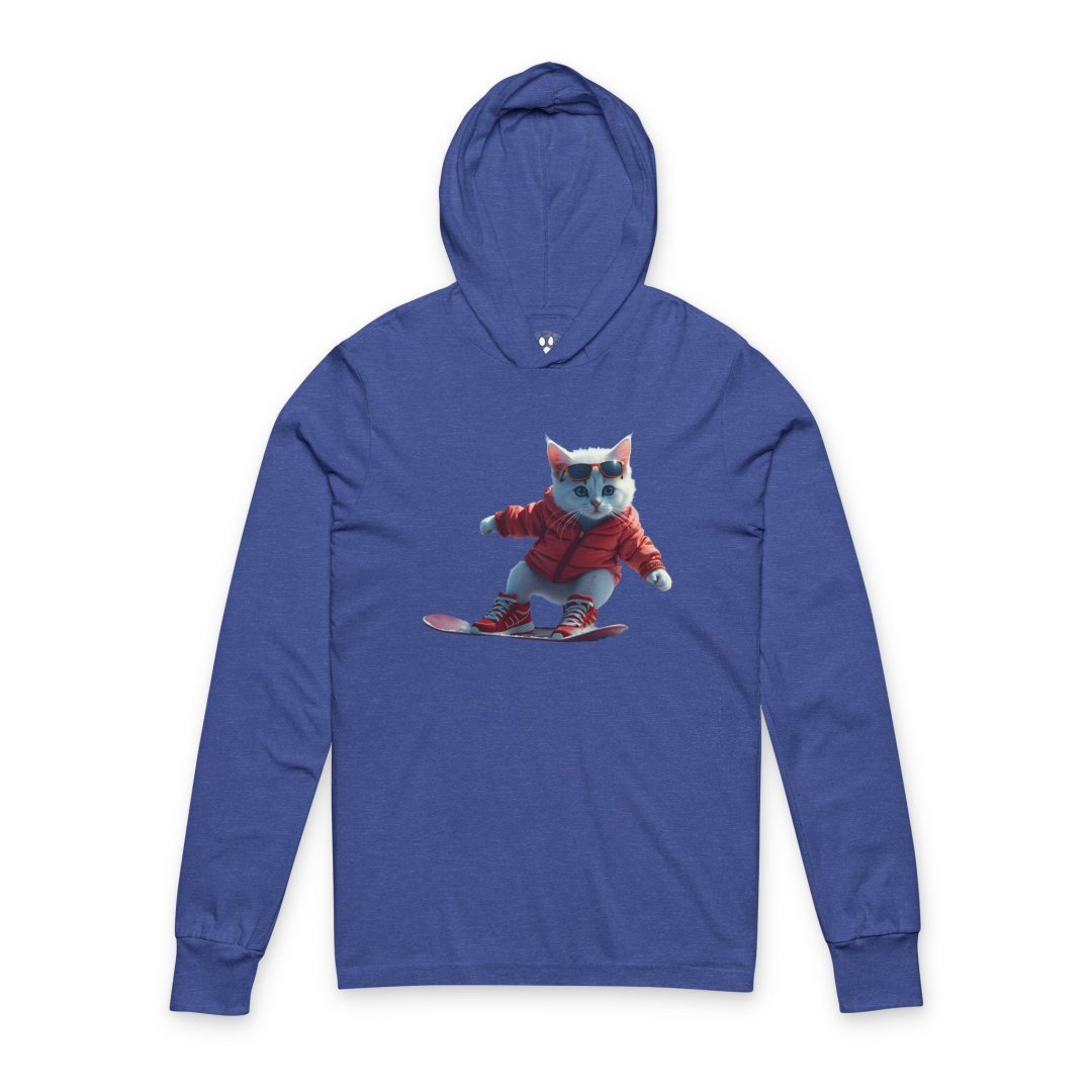 7392363497873681889_2048.jpeg Blue hoodie with a cat in sunglasses skateboarding.