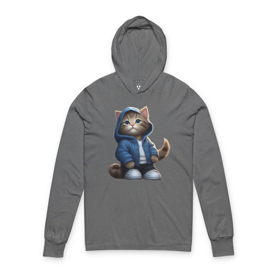 Cute Kitten Graphic Hooded Long Sleeve Tee