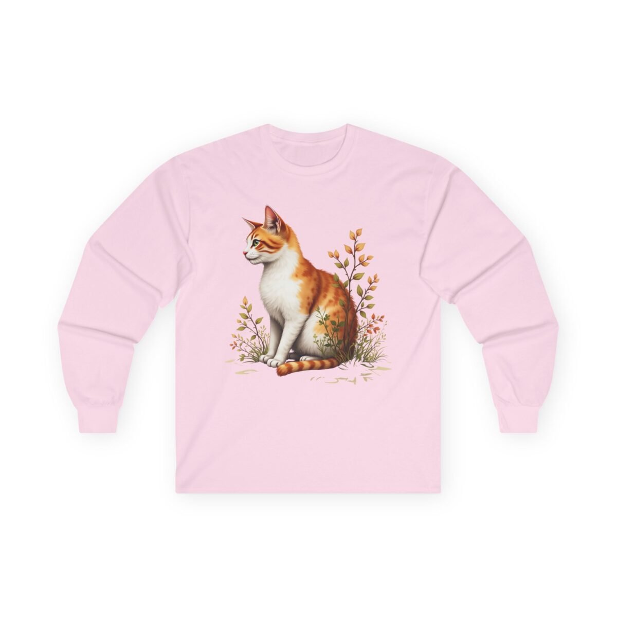 Orange Tabby Cat Graphic Long Sleeve Tee