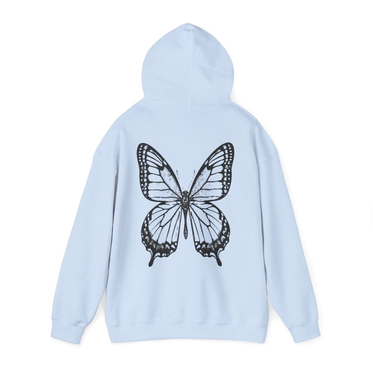 13825853968660856042_2048.jpeg Pale blue hoodie with a large, detailed black butterfly print on the back.