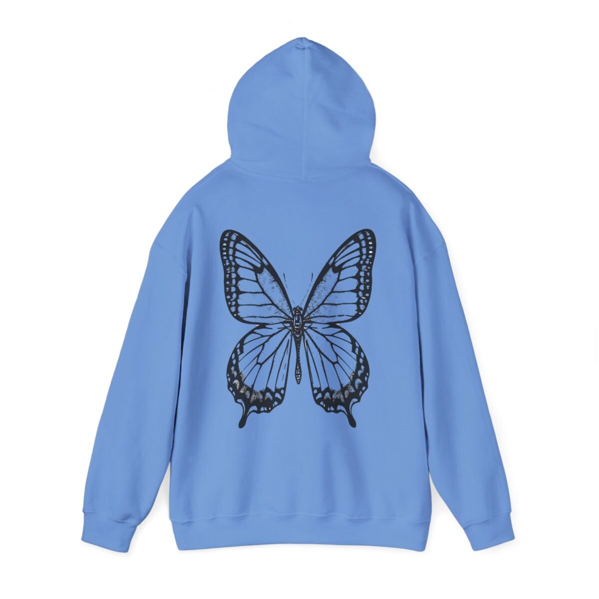 13931822001279715630_2048.jpeg Light blue hoodie with a black butterfly illustration on the back.