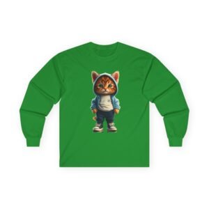Cool Kitten in Hoodie Long Sleeve Tee