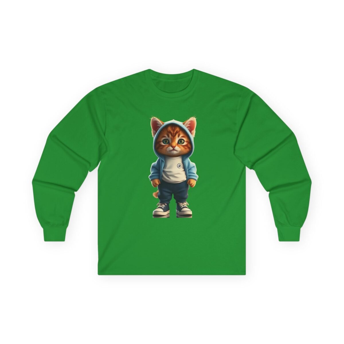 Cool Kitten in Hoodie Long Sleeve Tee