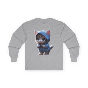 Cute Kitten in Blue Hoodie Long Sleeve Tee Cute Kitten in Blue Hoodie Long Sleeve Tee