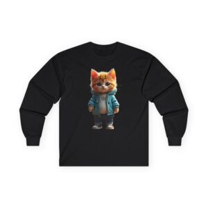 Patriotic Cat Graphic Long Sleeve Tee Streetwear Ginger Kitten Long Sleeve Tee