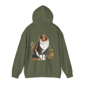 Botanical Kitten Unisex Graphic Hoodie Autumn Calico Cat Unisex Hoodie