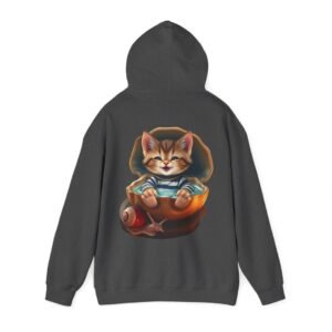 Botanical Kitten Unisex Graphic Hoodie Kitten in Shell Back Graphic Hoodie