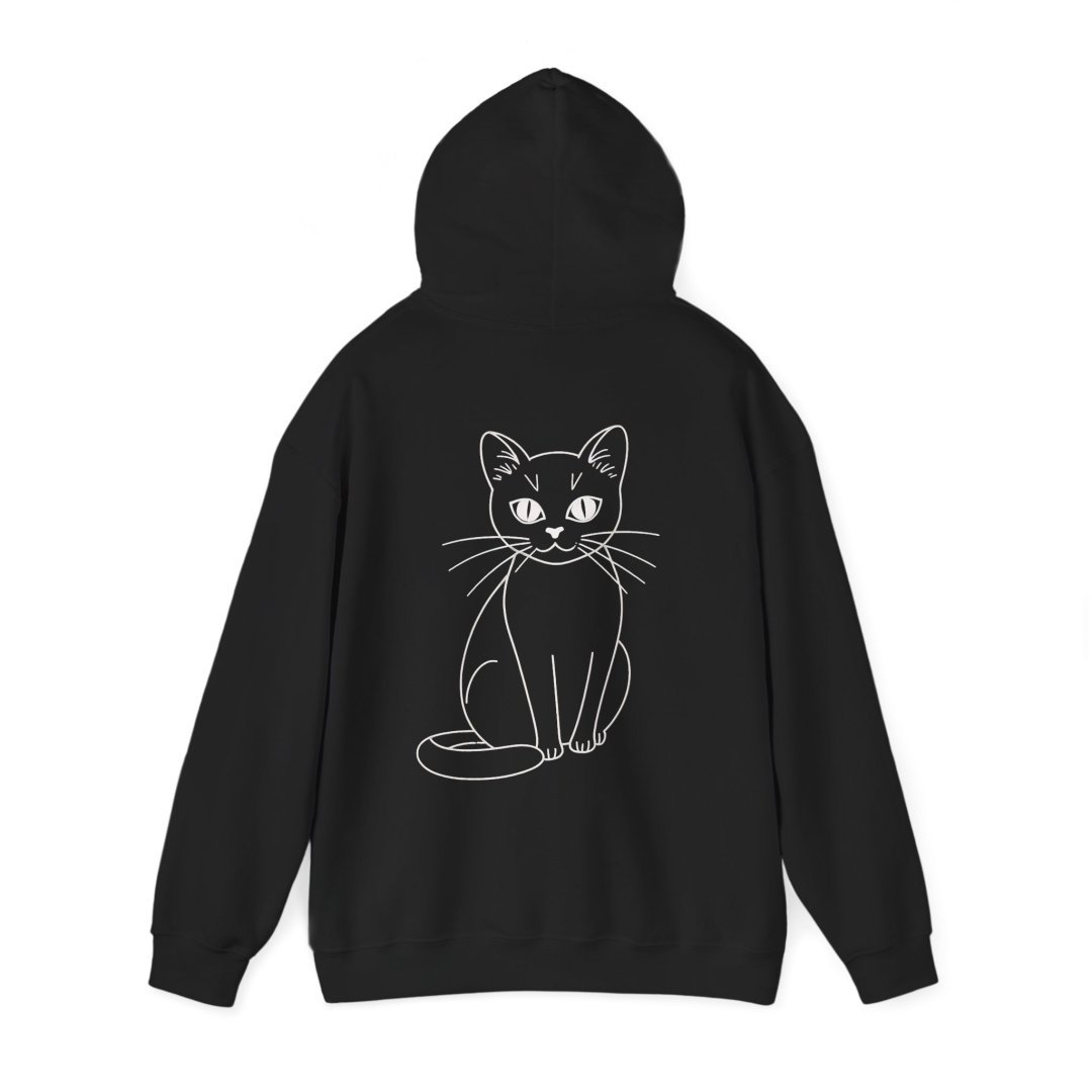 Minimalist Sitting Cat Line Art Hoodie