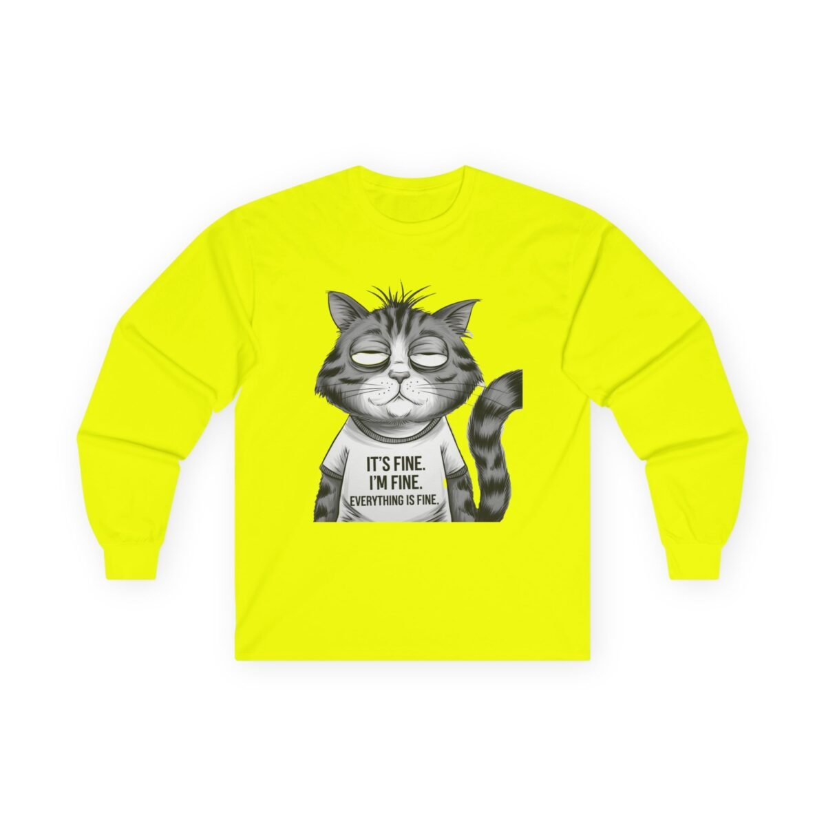 Funny Grumpy Cat Graphic Long Sleeve Tee