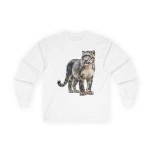 Majestic Lion Graphic Long-Sleeve T-Shirt Snow Leopard Realistic Art Unisex Long Sleeve Tee