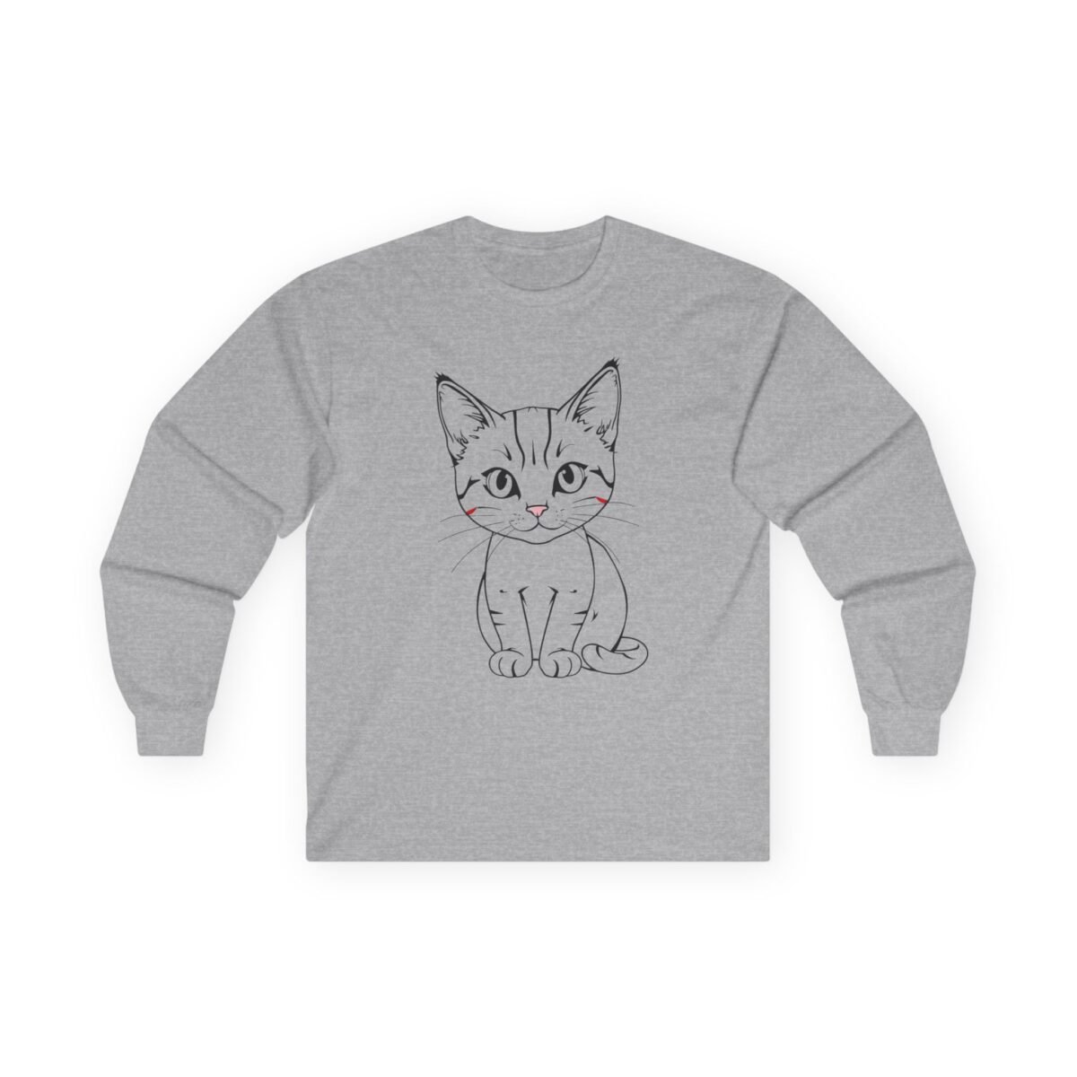 Minimalist Kitten Line Art Long Sleeve Tee