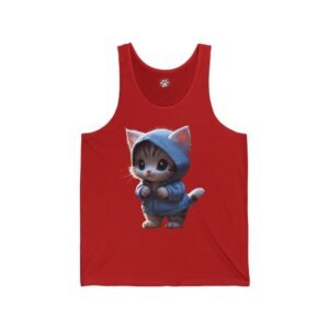 Cute Kitten in Blue Hoodie Unisex Tank Top