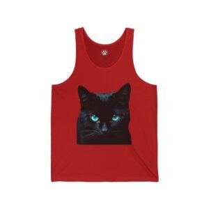 Red tank top with a black cat face design.