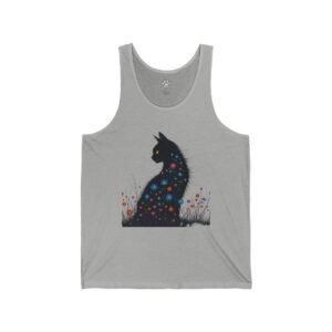 Floral Black Cat Silhouette Tank Top