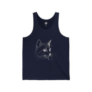 Bella Gatti Graphic Tabby Cat Tank Top Minimalist Cat Art Unisex Tank Top
